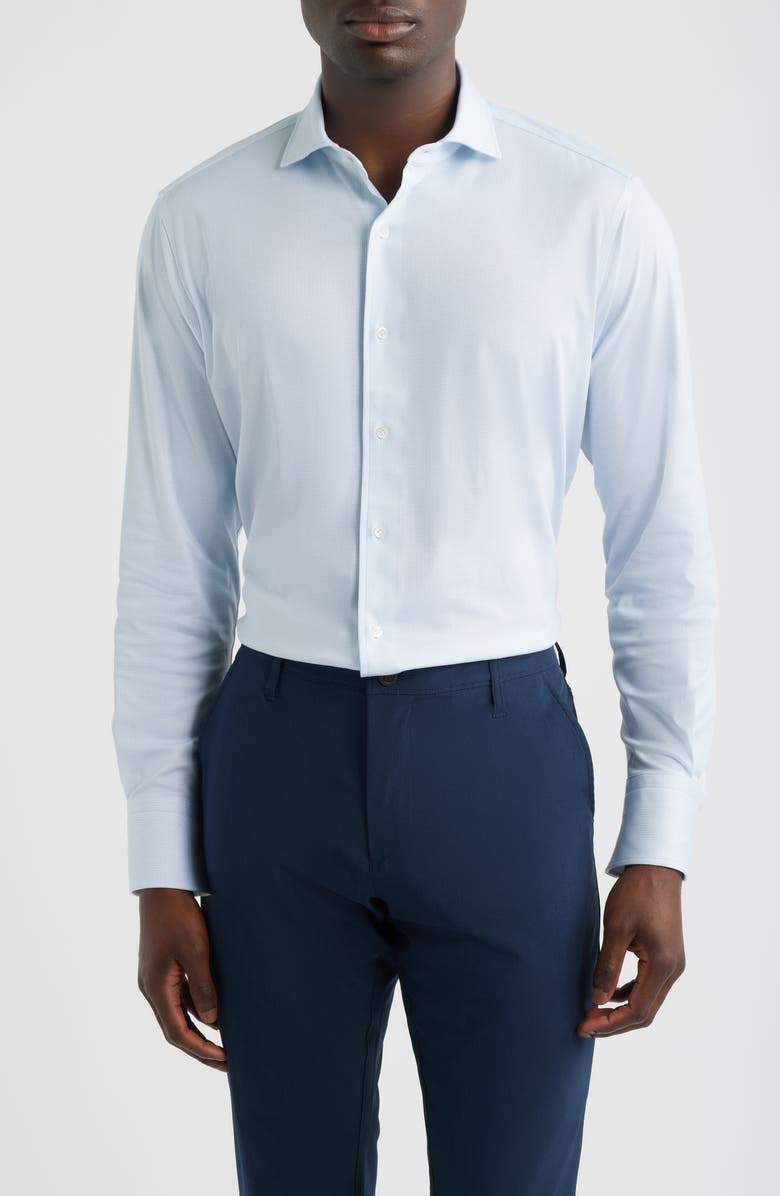 Peter Millar Excursionist Flex Print Wrinkle Resistant Button-Up Shirt, Main, color, Blue Frost