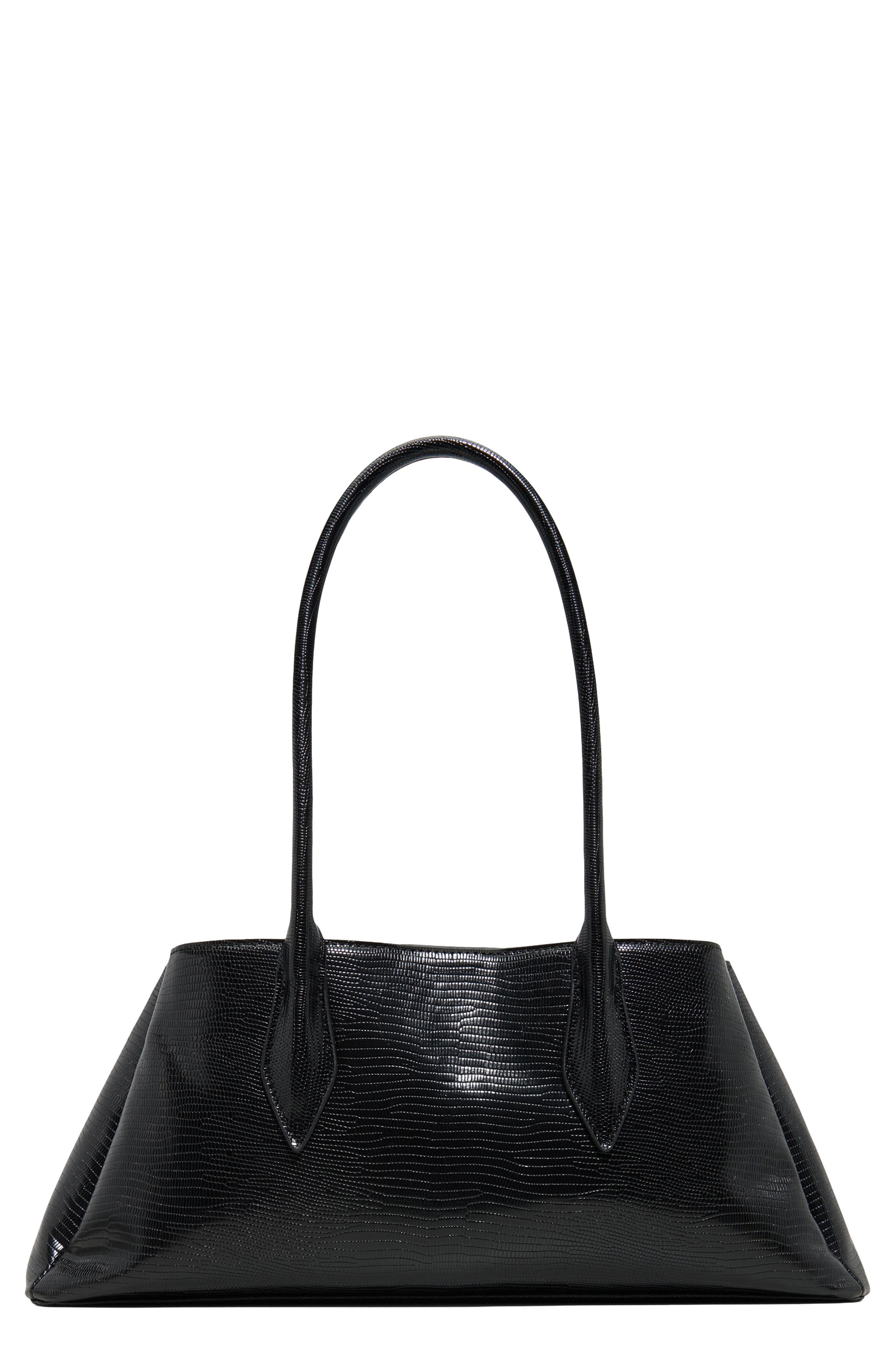 Avanieex Lizard Embossed Faux Leather Shoulder Bag, Main, color, BLACK