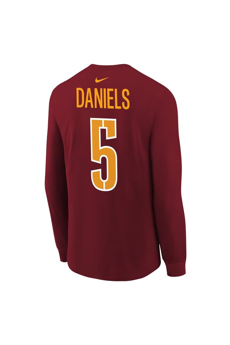Youth Nike Jayden Daniels Burgundy Washington Commanders Player Name & Number Long Sleeve T-Shirt, Alternate, color, Burgundy
