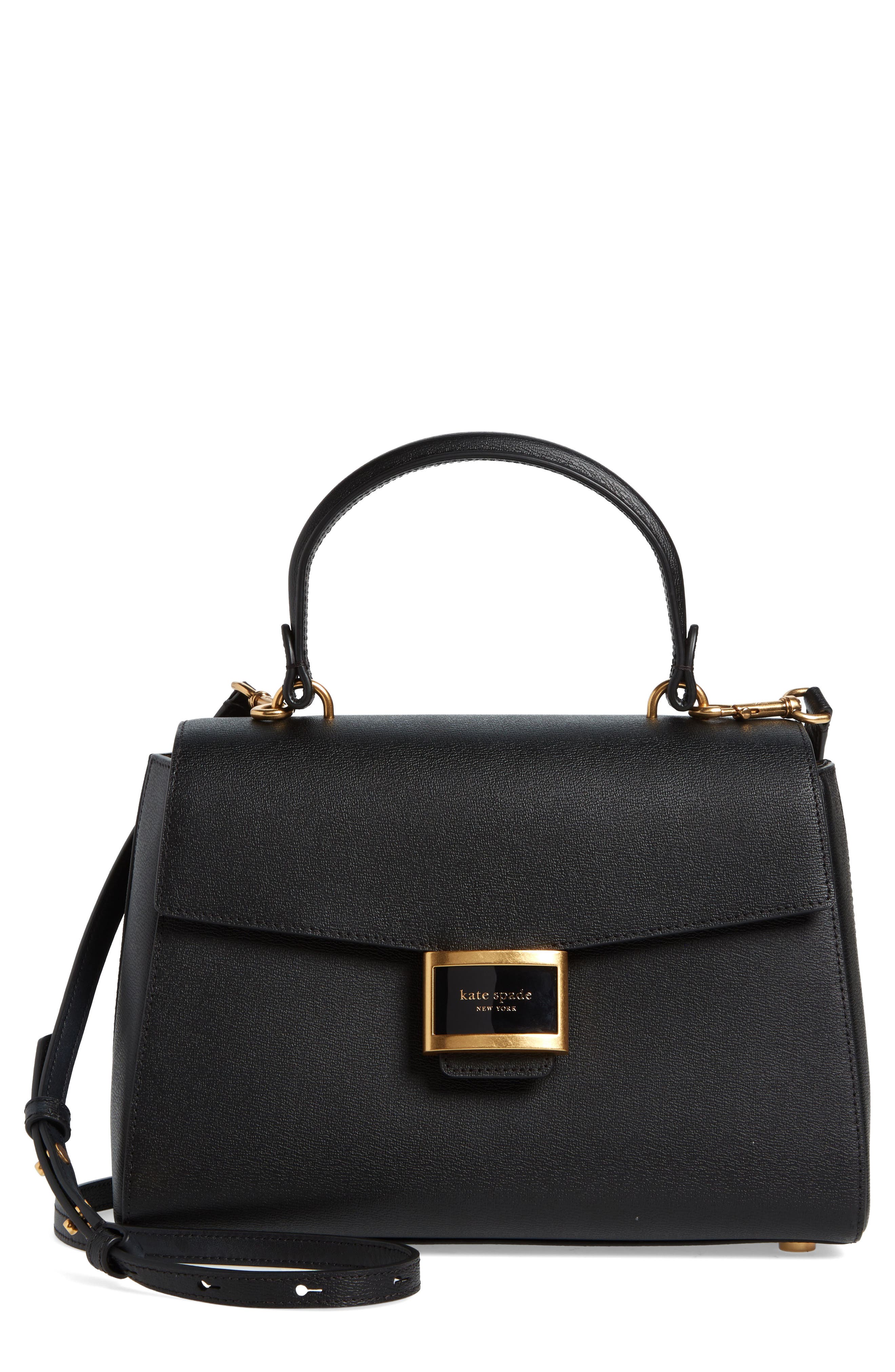 Kate Spade New York medium katy textured leather top handle bag, Main, color, 