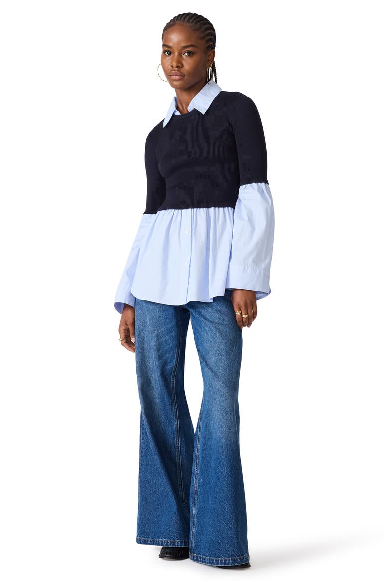 Lenny Mixed Media Sweater, Alternate, color, MIDNIGHT