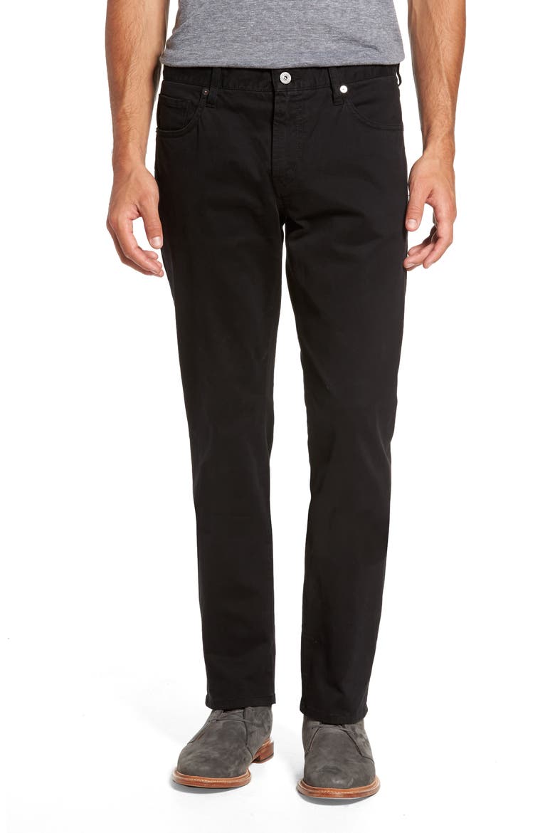 Brushed Twill Slim Straight Leg Five-Pocket Pants, Main, color, BLACK