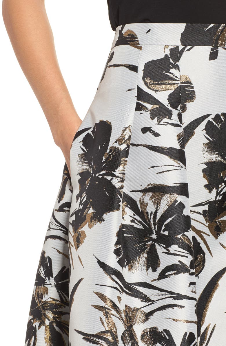 Eliza J Metallic Floral High/Low Skirt, Alternate, color, 
