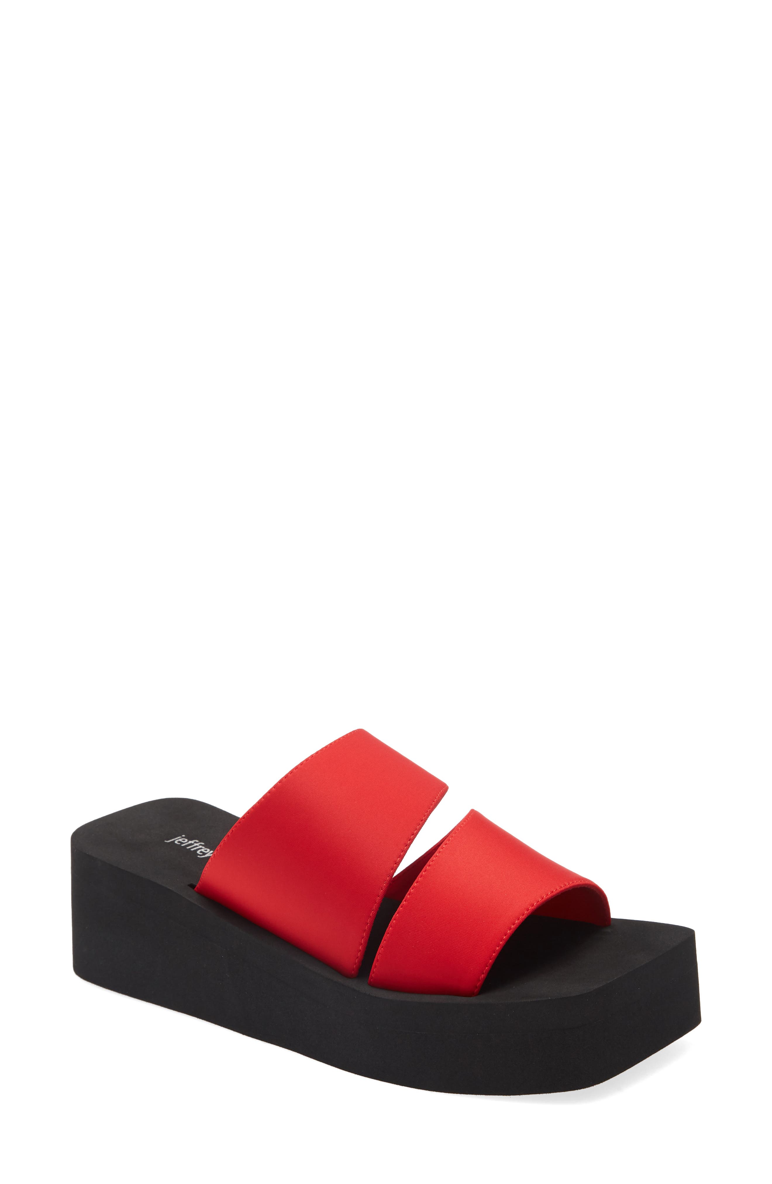 Wavey Wedge Slide Sandal, Main, color, RED NEOPRENE
