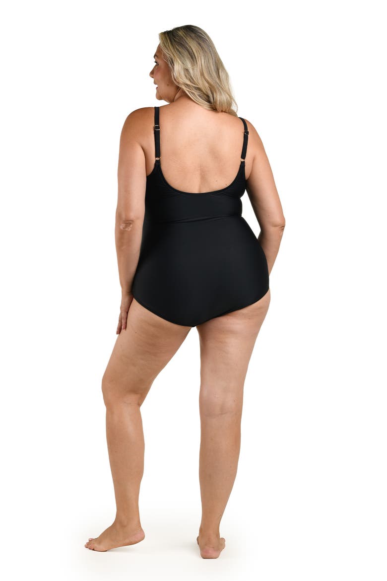 Ruched Girl Leg One-Piece Swimsuit, Alternate, color, BLACK