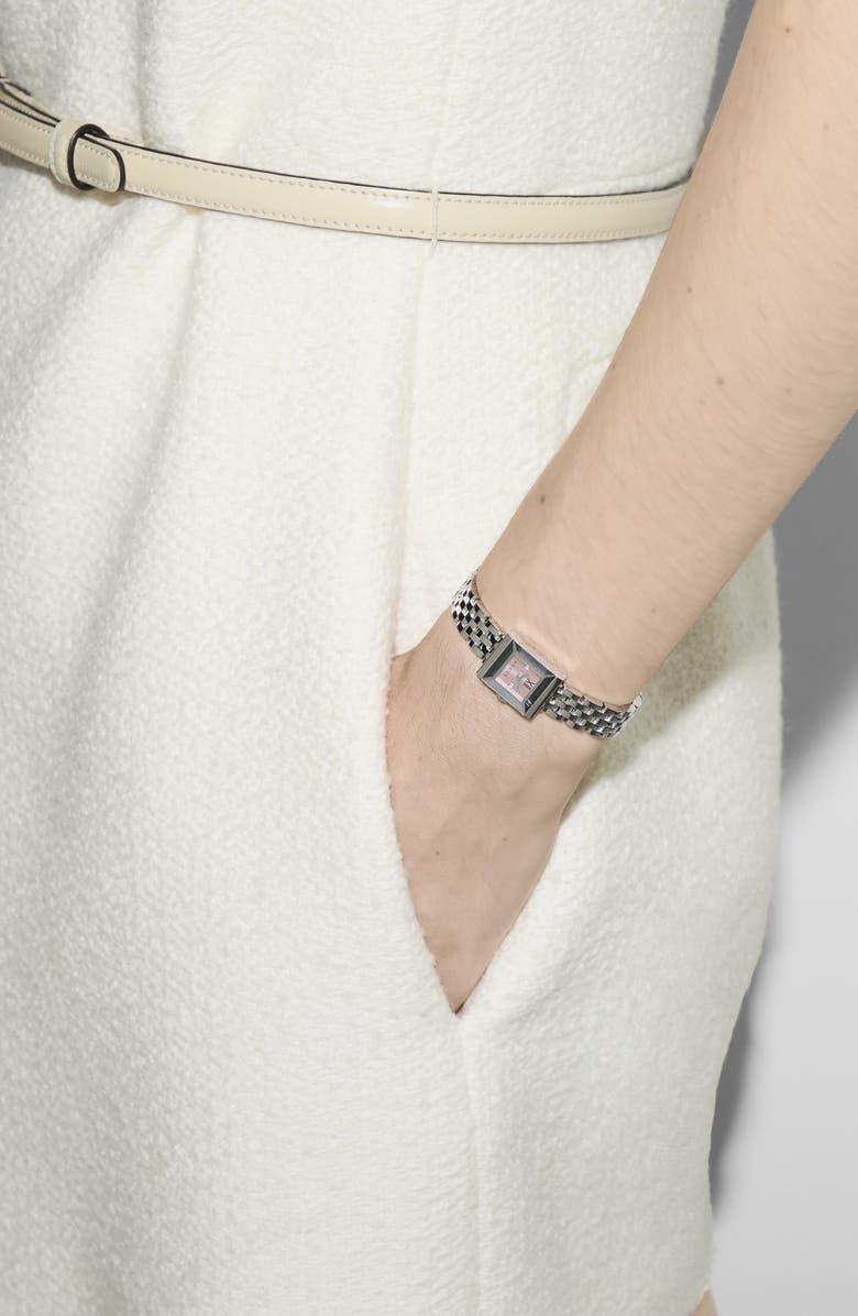 Gucci G-Frame Bracelet Watch, 14mm x 18mm, Alternate, color, Silver/Pink