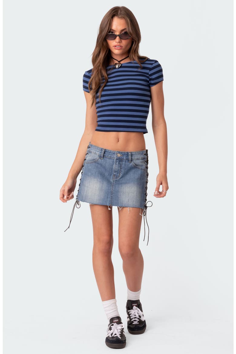Blakely Open Back Crop T-Shirt, Alternate, color, BLUE-AND-NAVY