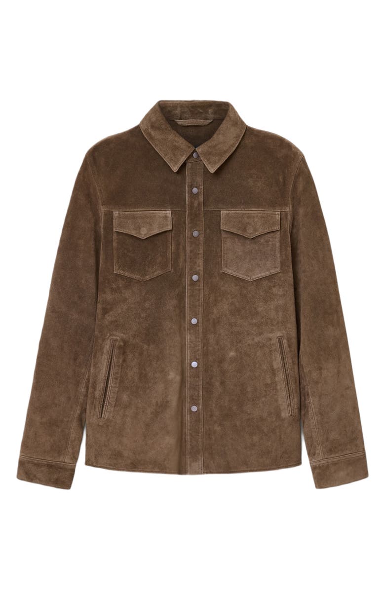 AllSaints Sully Suede Shirt Jacket, Alternate, color, Baker Brown