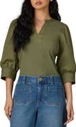 Wit & Wisdom Mixed Media Puff Sleeve Top