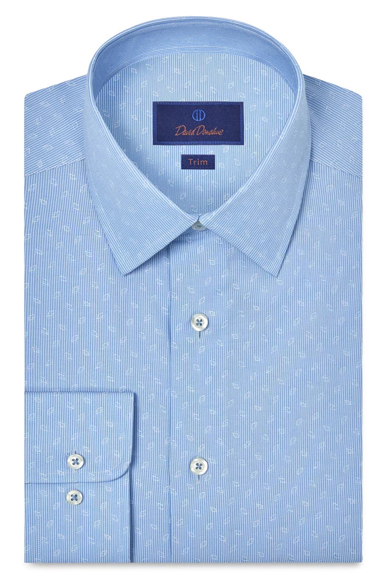 Trim Fit Geometric Print Cotton Dobby Dress Shirt, Main, color, SKY
