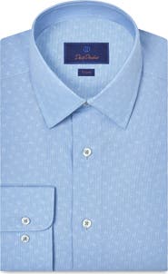 David Donahue Trim Fit Geometric Print Cotton Dobby Dress Shirt