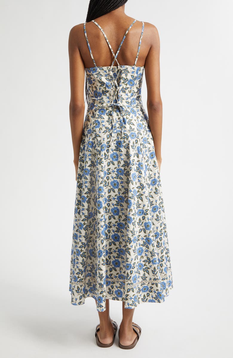 Derek Lam 10 Crosby Adair Print Sleeveless Midi Dress, Alternate, color, Blue Bell Floral