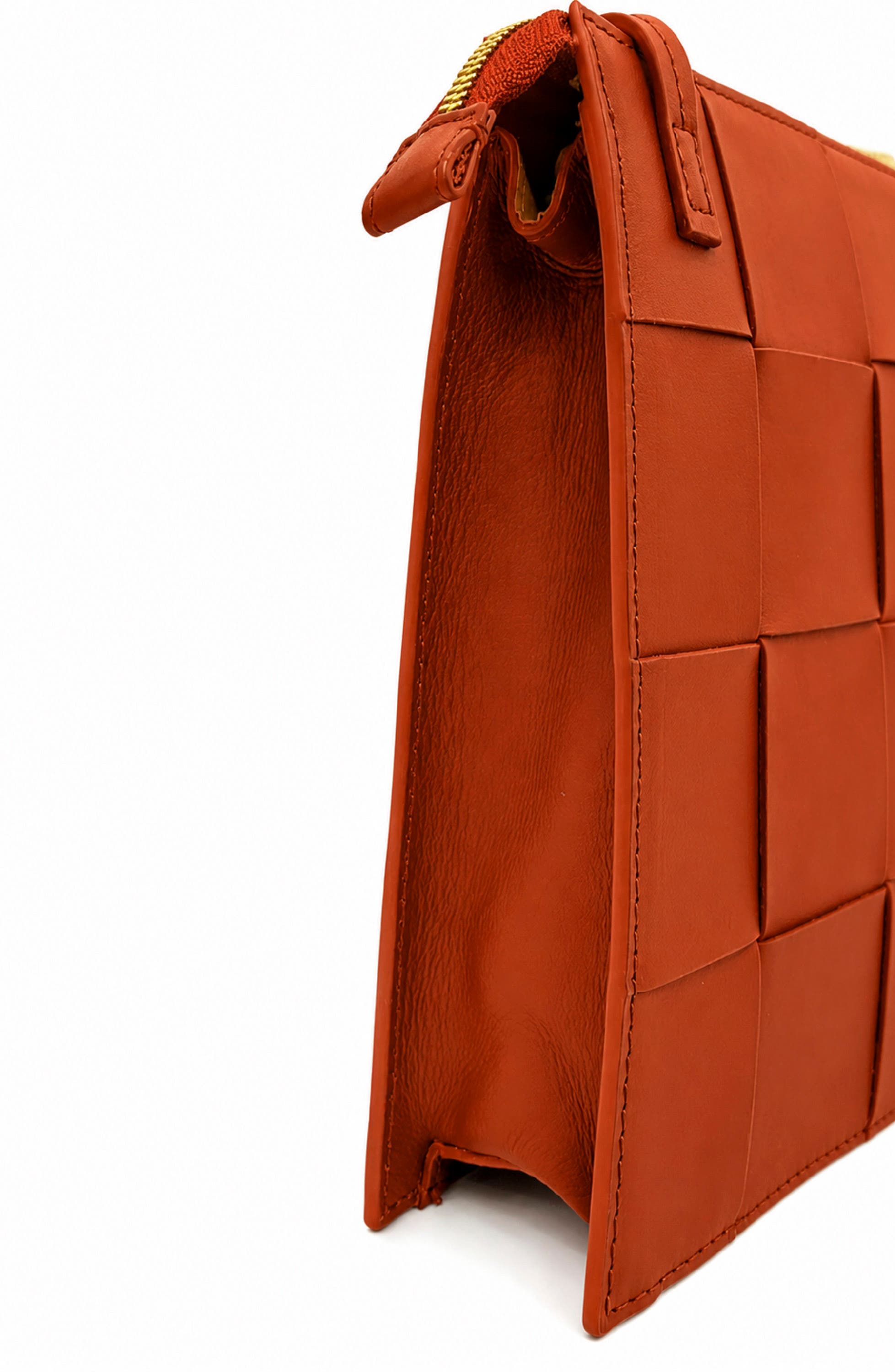 Polly Woven Leather Crossbody Bag, Alternate, color, RUST