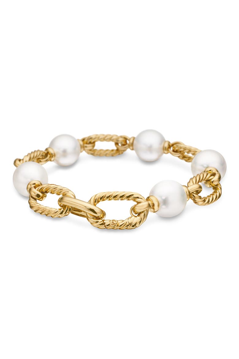 DY Madison® Pearl Chain Bracelet in 18K Yellow Gold, 11mm, Alternate, color, PEARL/ YELLOW GOLD