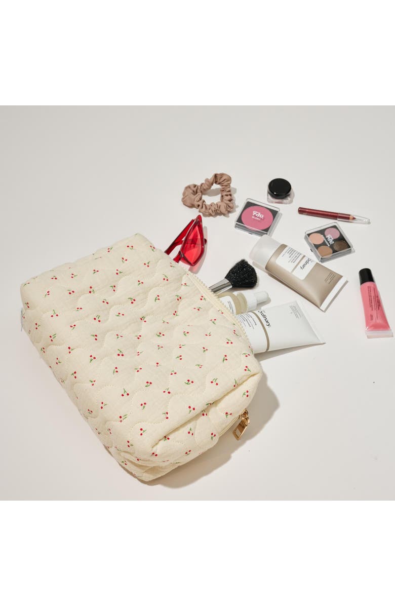 URBAN EXPRESSIONS HANDBAGS Quilted Keeper Cosmetic & Travel Organizer Pouch, Main, color, Cherry