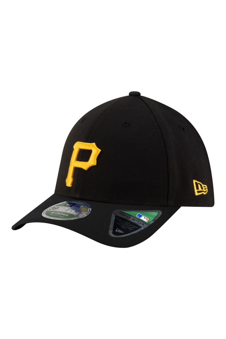 Men's New Era  Black Pittsburgh Pirates Player Replica 39THIRTY M-Crown Flex Hat, Main, color, Black