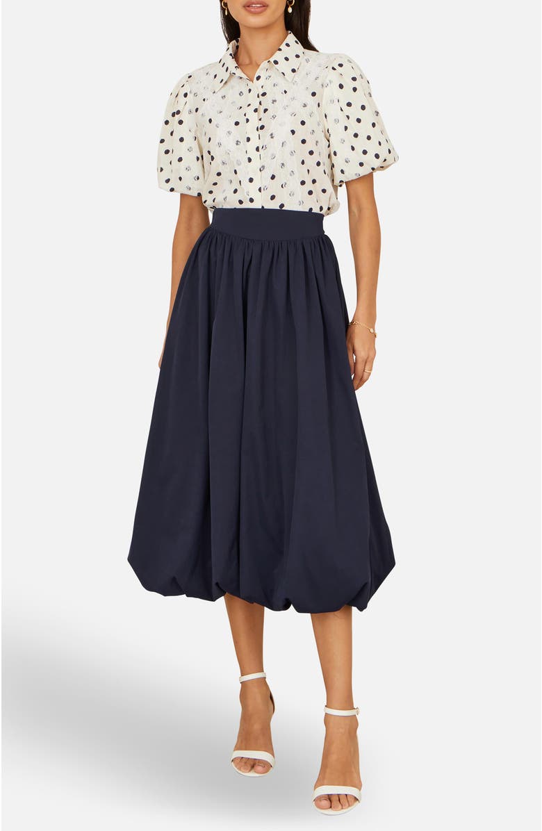 Yumi Polka Dot Lace Boxy Shirt, Alternate, color, White