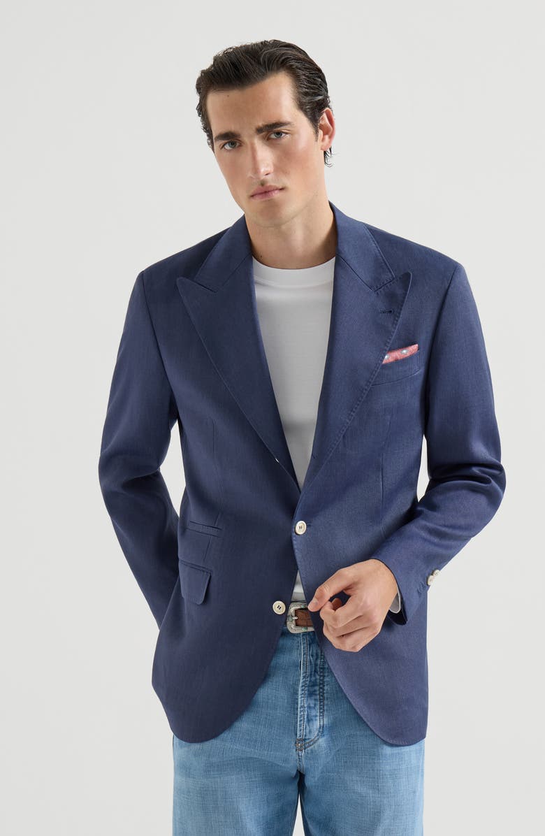 Brunello Cucinelli Blazer with peak lapel, Main, color, Denim