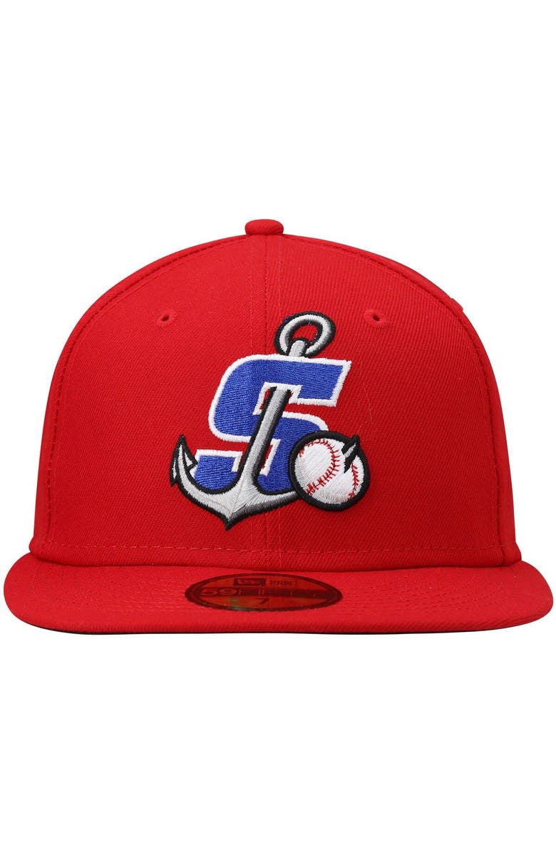 New Era Men's New Era Red Stockton Ports Authentic Collection Team Home 59FIFTY Fitted Hat, Alternate, color, Red