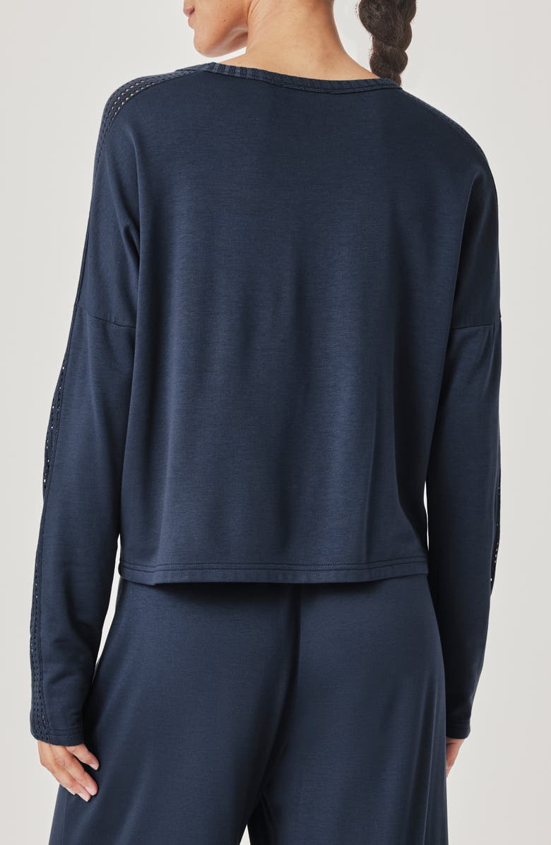 Splendid Jada Pointelle Sweatshirt, Alternate, color, Navy Blue