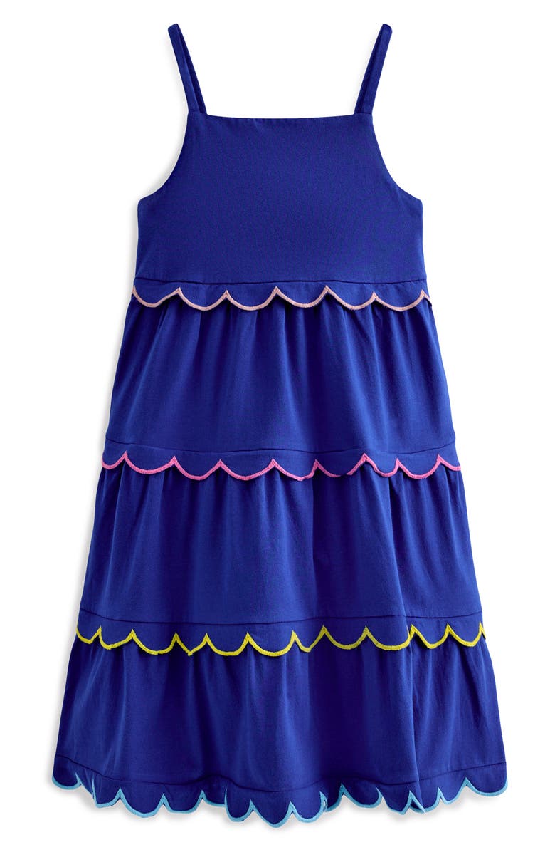 Mini Boden Kids' Scallop Cotton Jersey Sundress, Main, color, Sapphire Blue