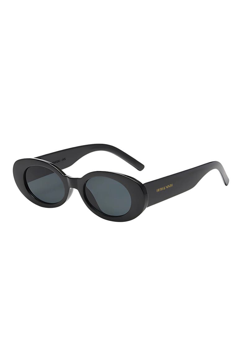 Vivi 50mm Polarized Oval Sunglasses, Alternate, color, BLACK/ BLACK