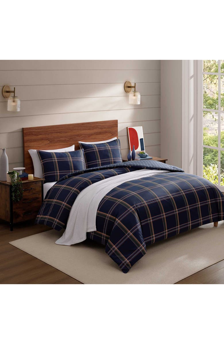 Tommy Hilfiger Beacon Plaid Duvet Cover & Shams Set, Alternate, color, Navy Blue/ Dark Yellow