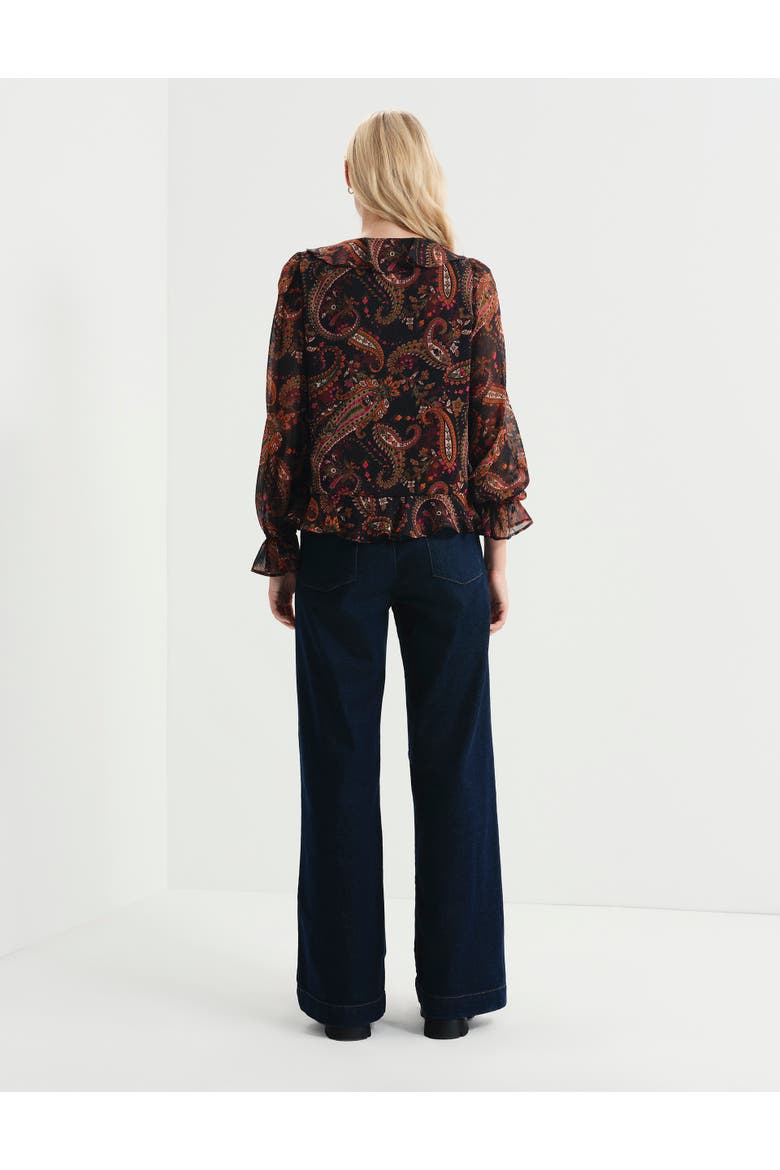 Janelle Printed Chiffon Blouse, Alternate, color, Black Paisley