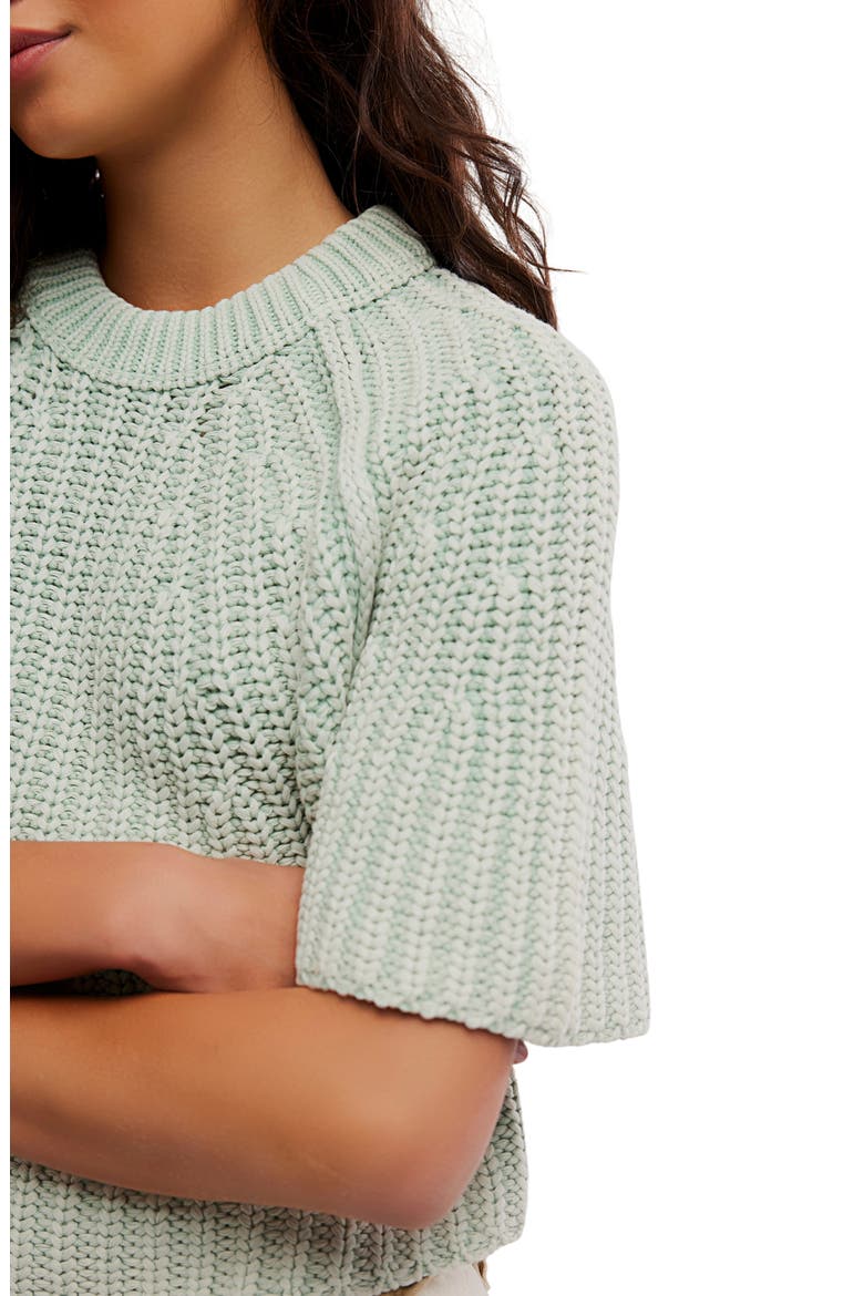 Amy Short Sleeve Cotton Sweater, Alternate, color, CAMEO GREEN