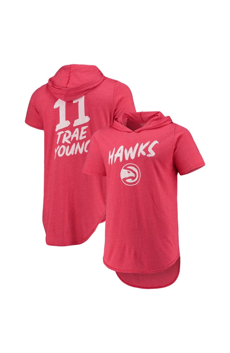 FANATICS Men's Fanatics Branded Trae Young Red Atlanta Hawks Tri-Blend Hoodie T-Shirt, Main, color, 