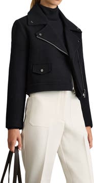 Reiss Arlow Asymmetric Zip Wool Blend Jacket
