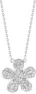 SUZY LEVIAN Pavé Cubic Zirconia Flower Pendant Necklace