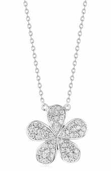SUZY LEVIAN Pavé Cubic Zirconia Flower Pendant Necklace