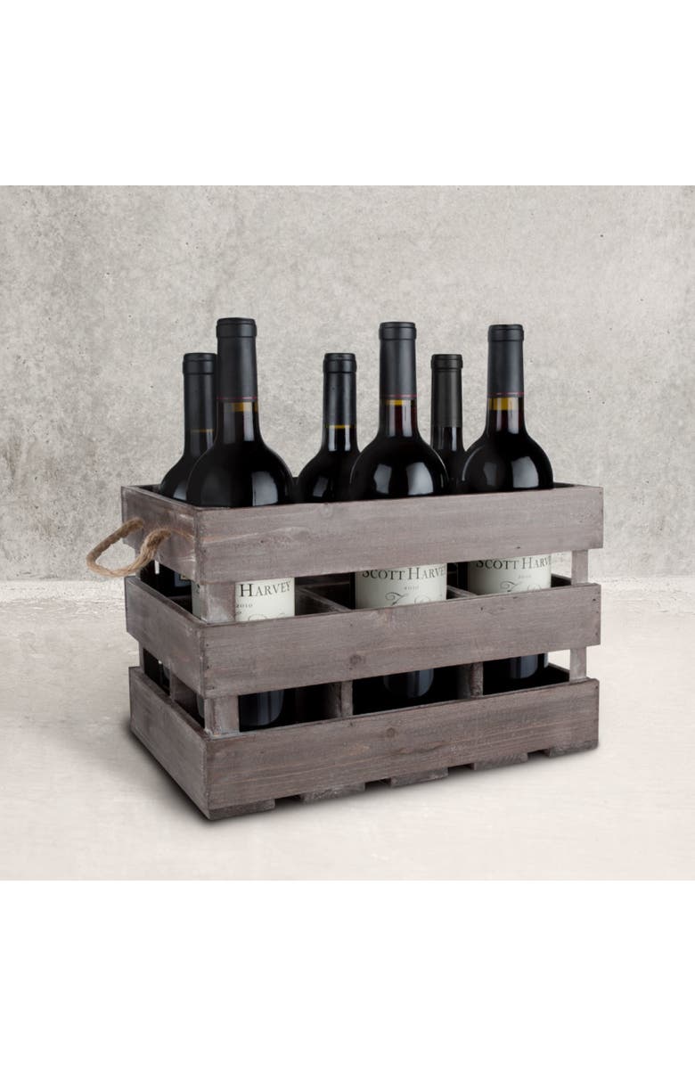 TWINE Wooden 6-Bottle Crate, Alternate, color, Wood