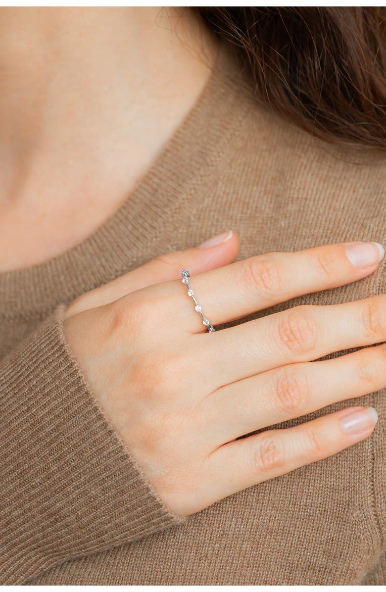 Mint & Lily Ultra Thin Floating Eternity Band, Alternate, color, Sterling Silver