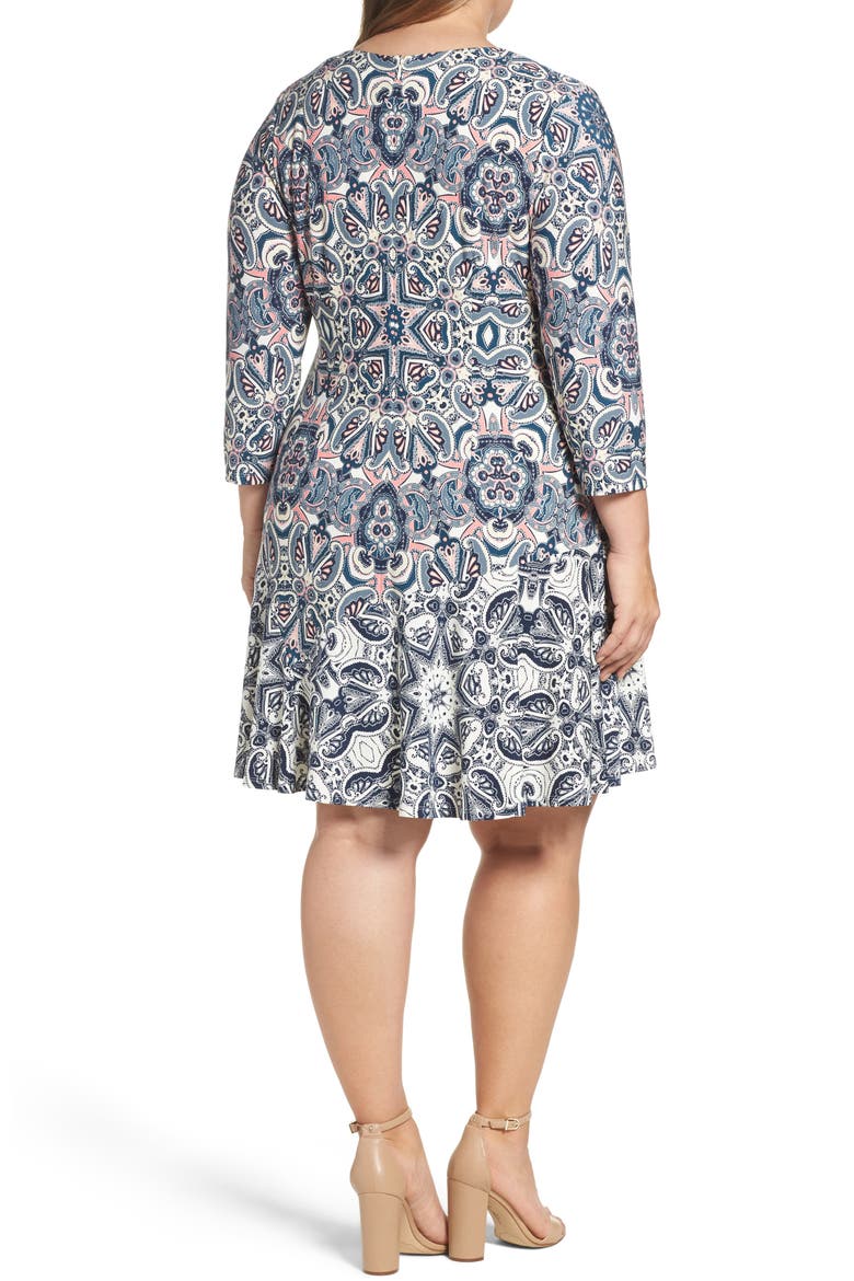 Mixed Paisley A-Line Dress, Alternate, color, TEAL