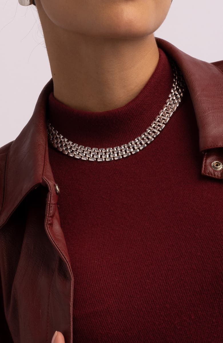 Argento Vivo Sterling Silver Panthera Collar Necklace, Alternate, color, Silver