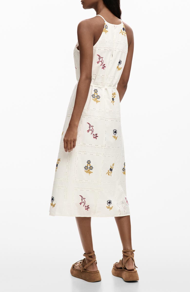 Desigual Open Stitch Sleeveless Midi Dress, Alternate, color, White