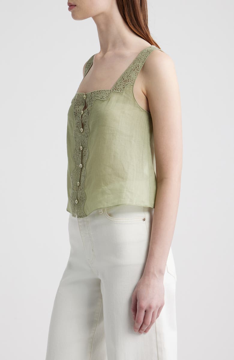 FRAME The Embroidered Crop Tank, Alternate, color, Sage