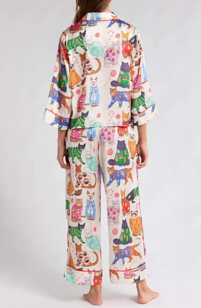 Karen Mabon Christmas Cats in Jumpers Satin Pajamas, Alternate, color, 