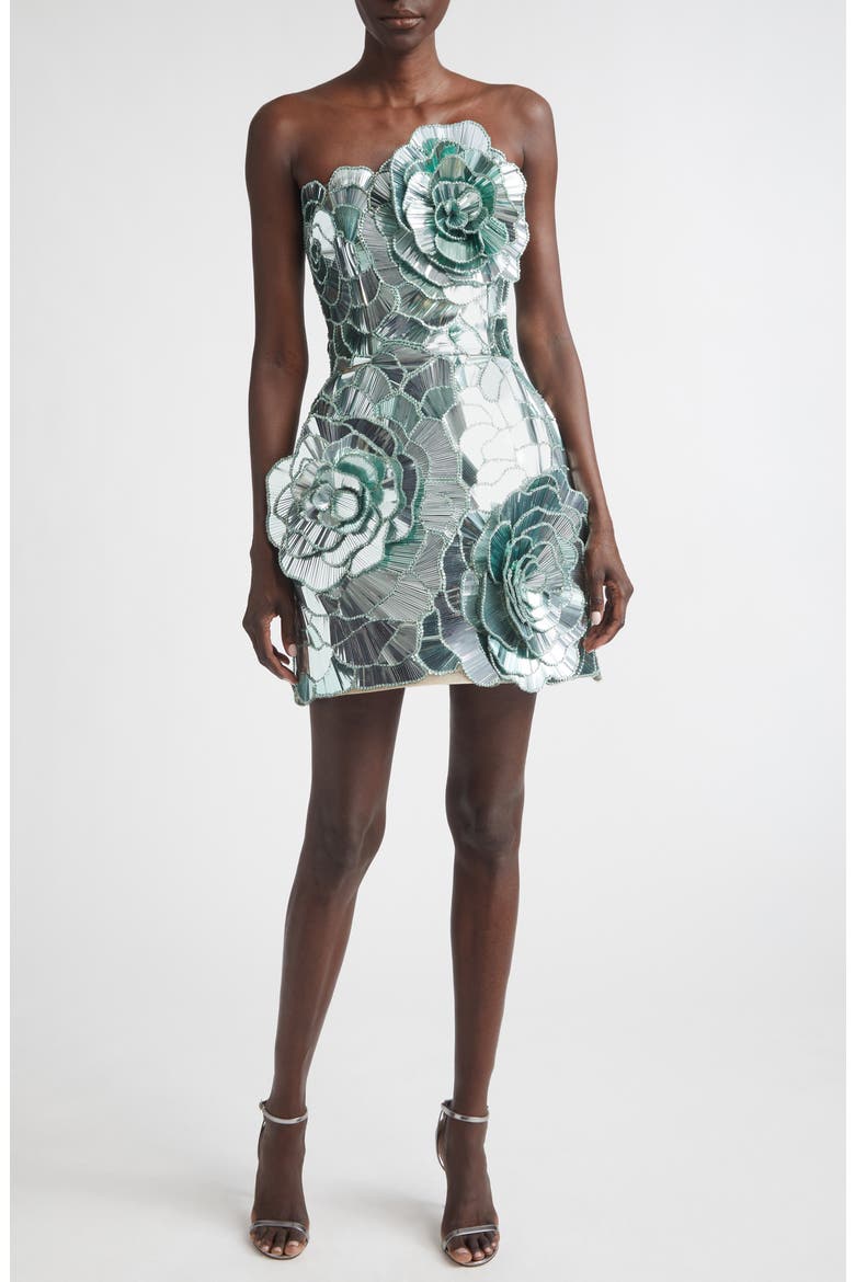 Geometric Sequin Cocktail Dress, Main, color, MINT