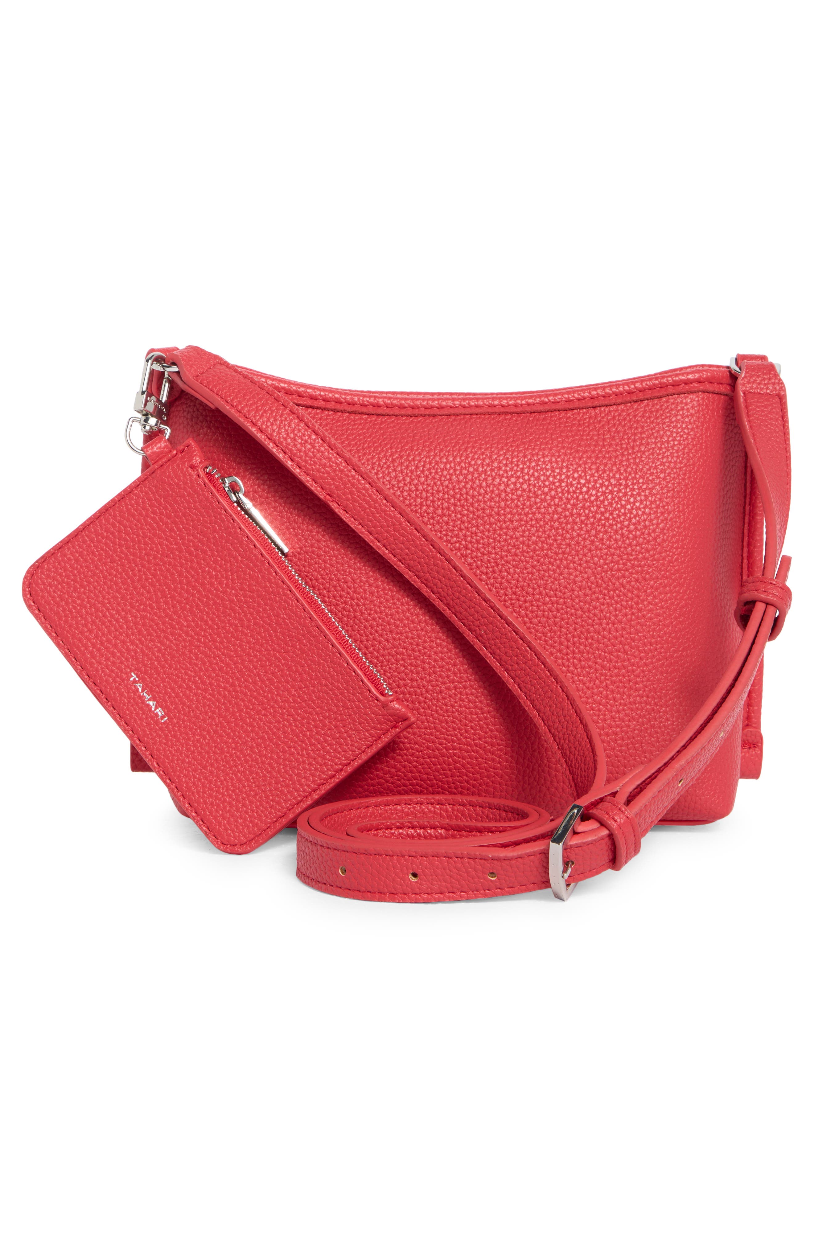 Tahari Cooper Crossbody Bag & Pouch, Alternate, color, Punch