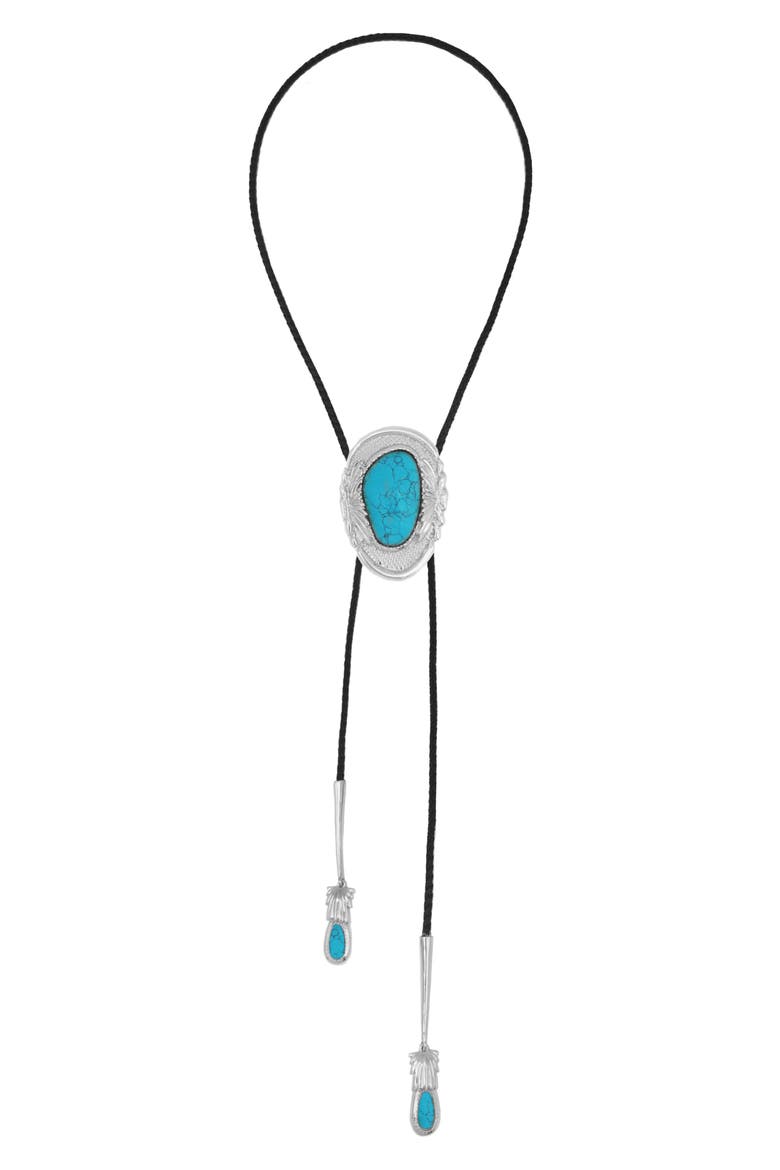 Dolly Bolo Tie Necklace, Main, color, TURQUOISE