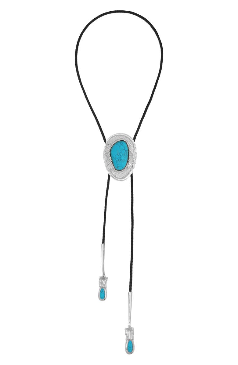 Petit Moments Dolly Bolo Tie Necklace, Main, color, Turquoise