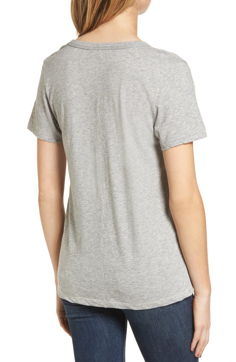 rag & bone The Vee Slub Cotton T-Shirt, Alternate, color, Heather Grey