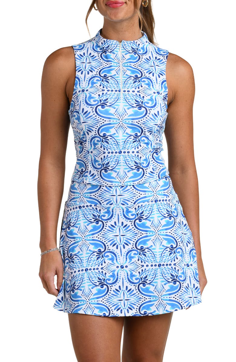 La Blanca Blue Tile Sleeveless Top, Main, color, Pacific Blue