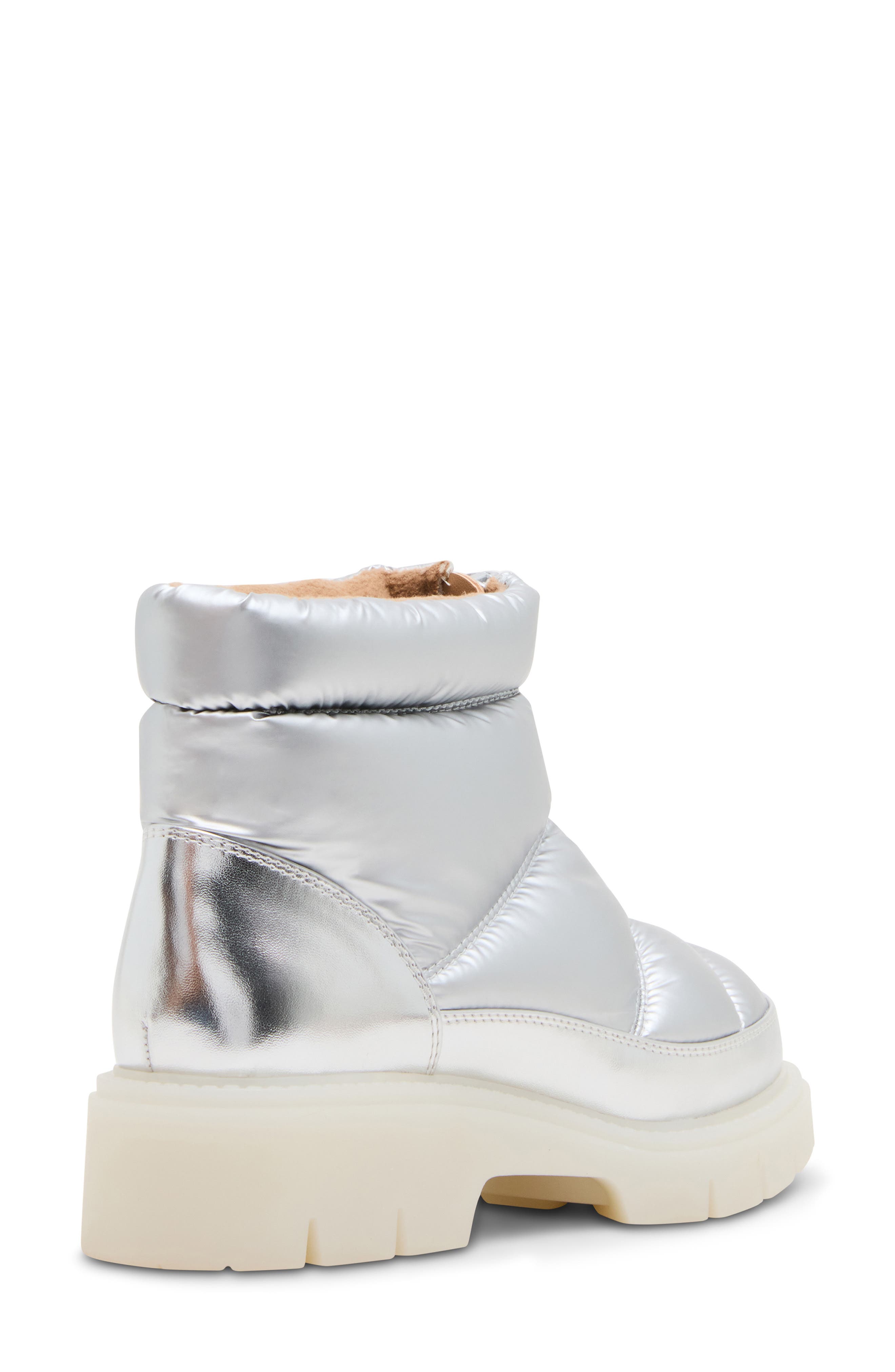 Kenna Waterproof Puffer Boot, Alternate, color, SILVER NYLON