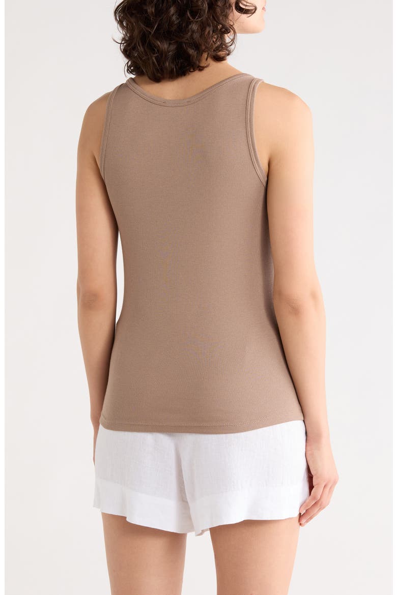 Scoop Neck Stretch Organic Cotton Tank, Alternate, color, COCOA