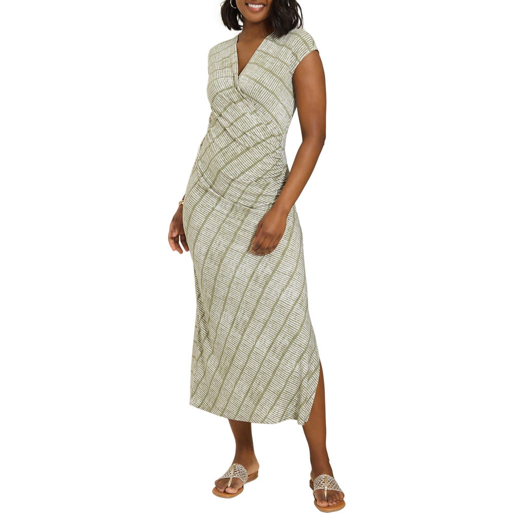 Tommy Bahama Carmela Bungalow Bay Stripe Faux Wrap Maxi Dress