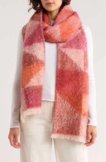 Vince Camuto Geometric Brushed Scarf In Pink